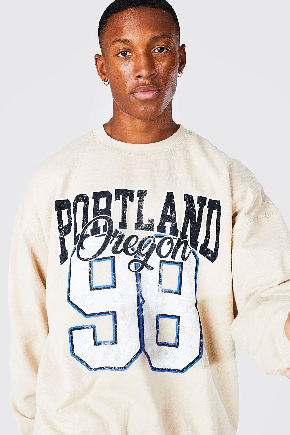 Oversized discount varsity sweatshirt