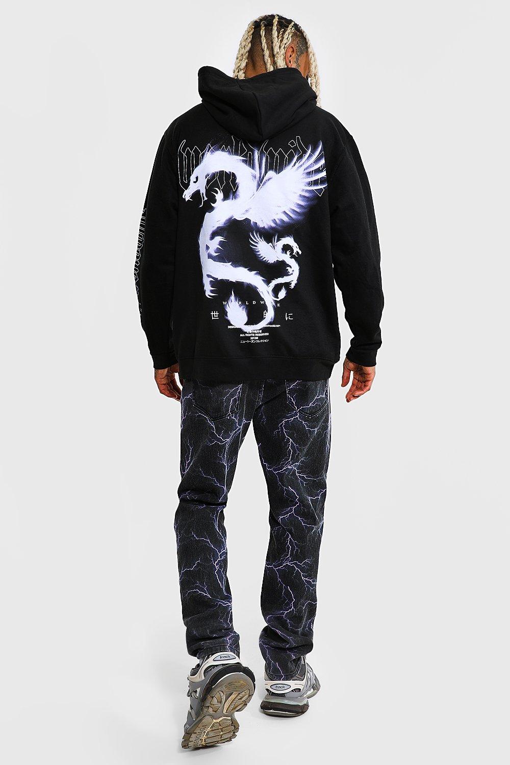 Oversized Dragon Graphic Hoodie