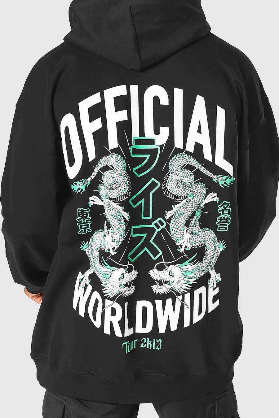 Black Oversized Official Dragon Hoodie image number 1