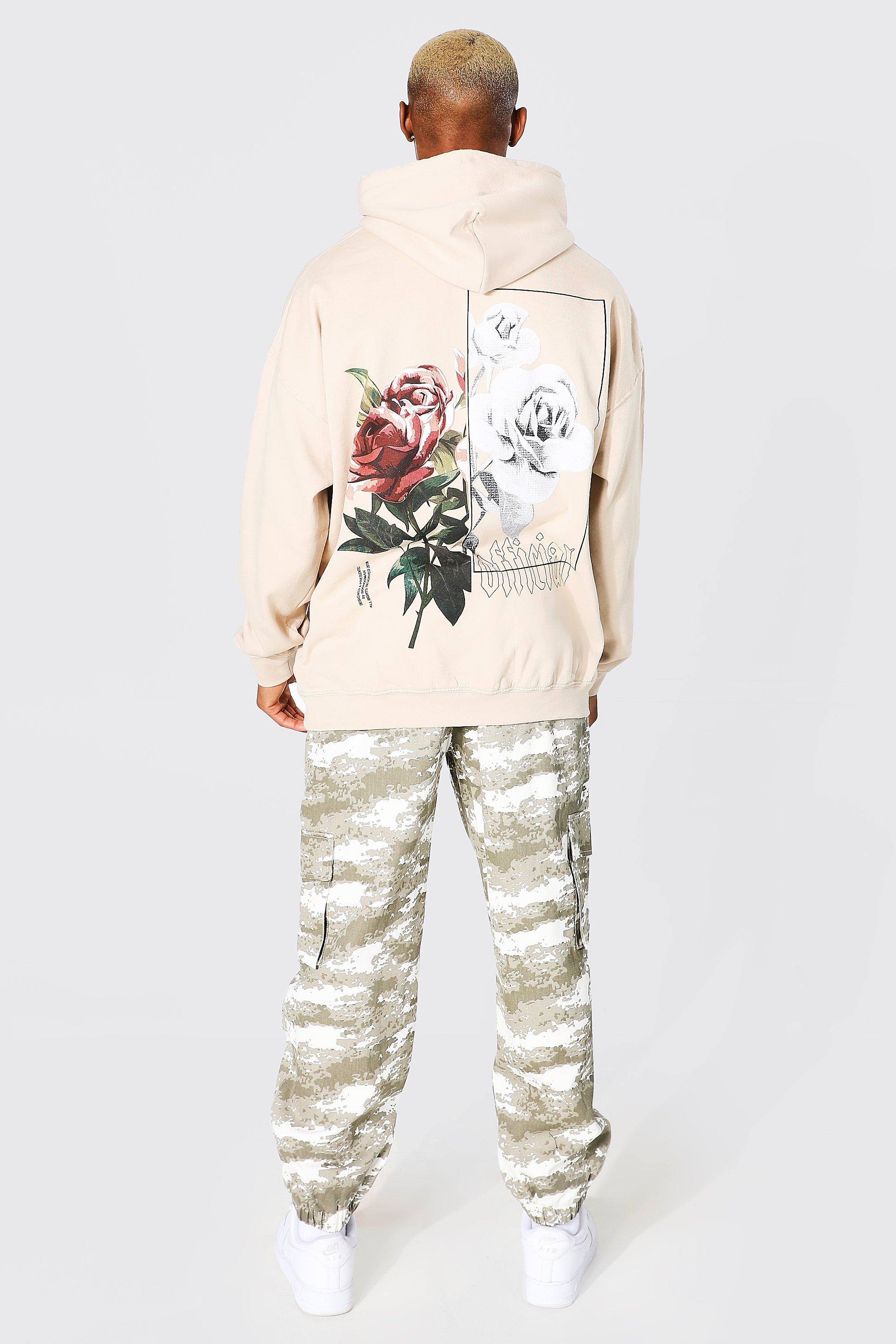 Goldfish and Floral Flow Print Oversized Hoodie