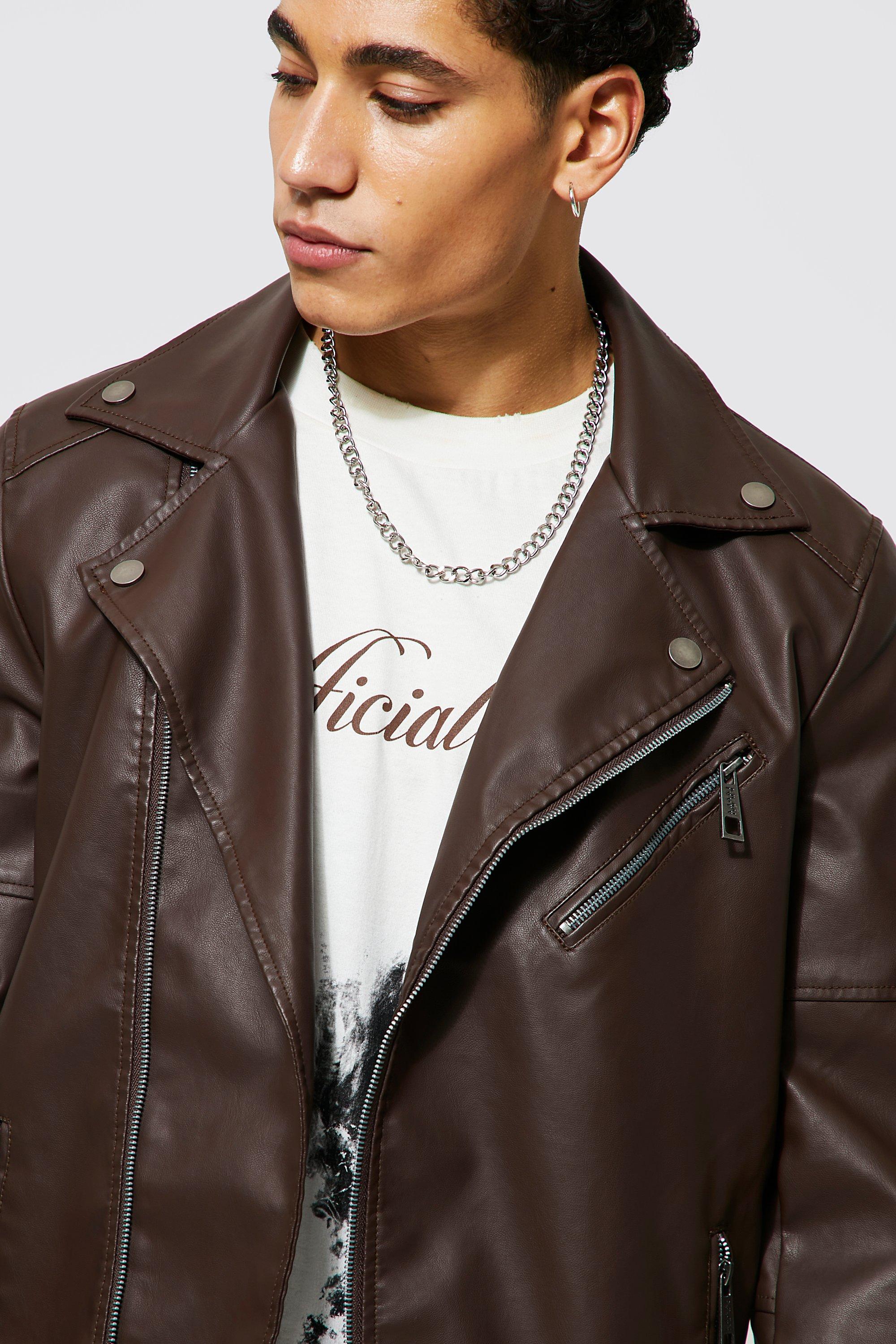 Boohoo leather outlet jacket mens