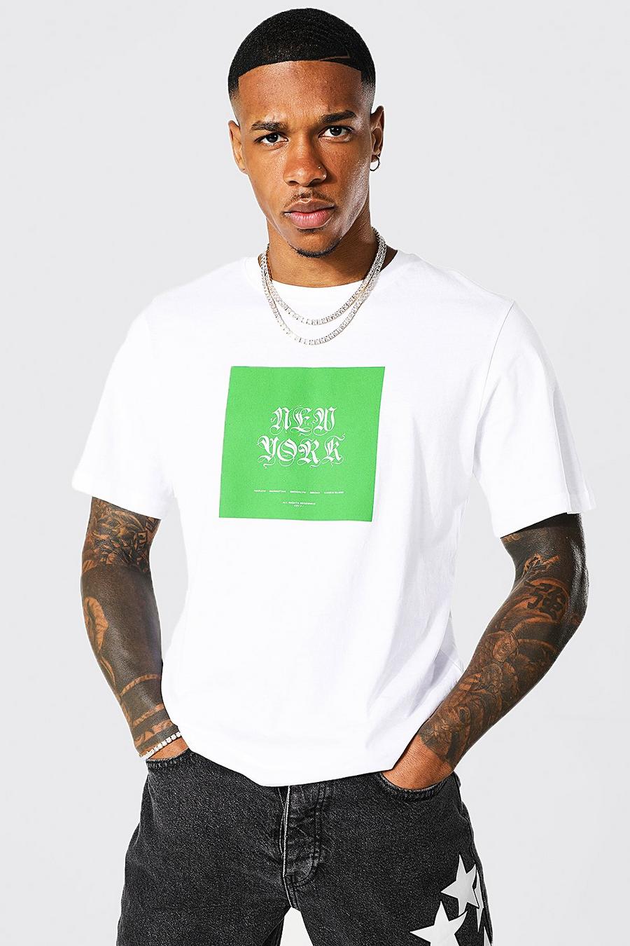 White New York Slogan Box T-shirt image number 1