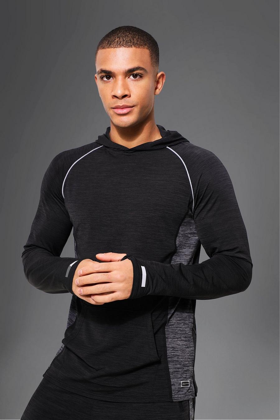 Man Active Fitness Performance-Hoodie aus leichtem Gewebe, Schwarz black