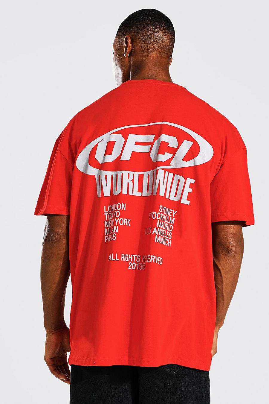 Red Oversized Ofcl Worldwide Graphic T-shirt image number 1