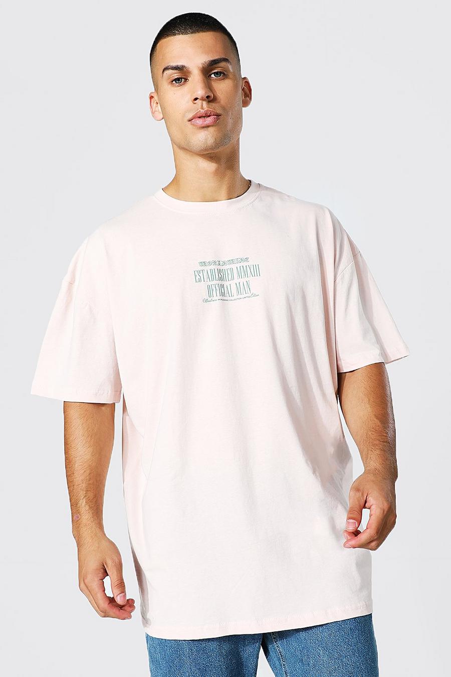 Pale pink Oversized Worldwide Text Graphic T-shirt image number 1
