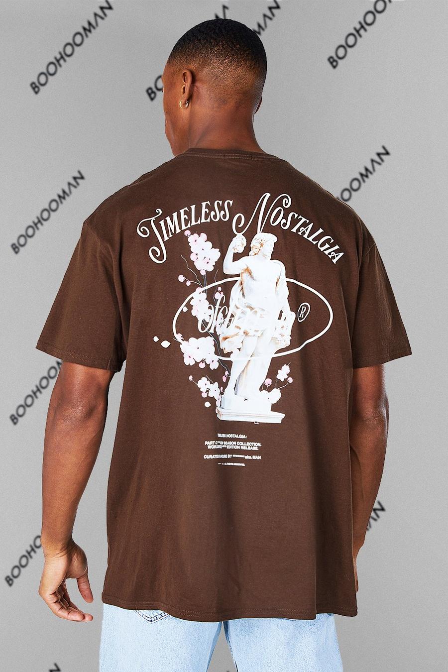 Brown Oversize t-shirt med grafiskt tryck image number 1
