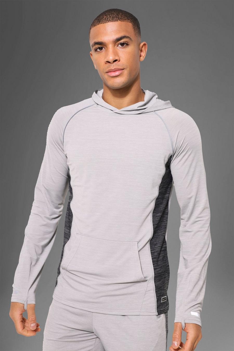 Man Active Fitness Performance-Hoodie aus leichtem Gewebe, Grau grey
