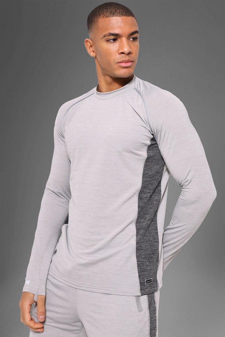 Man Active Fitness Long Sleeve Top aus leichtem Gewebe, Grau gris