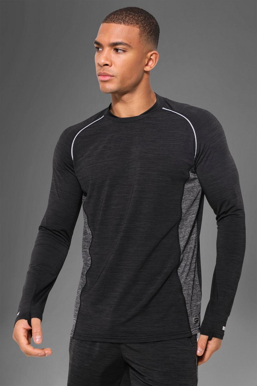 Man Active Fitness Long Sleeve Top aus leichtem Gewebe, Schwarz