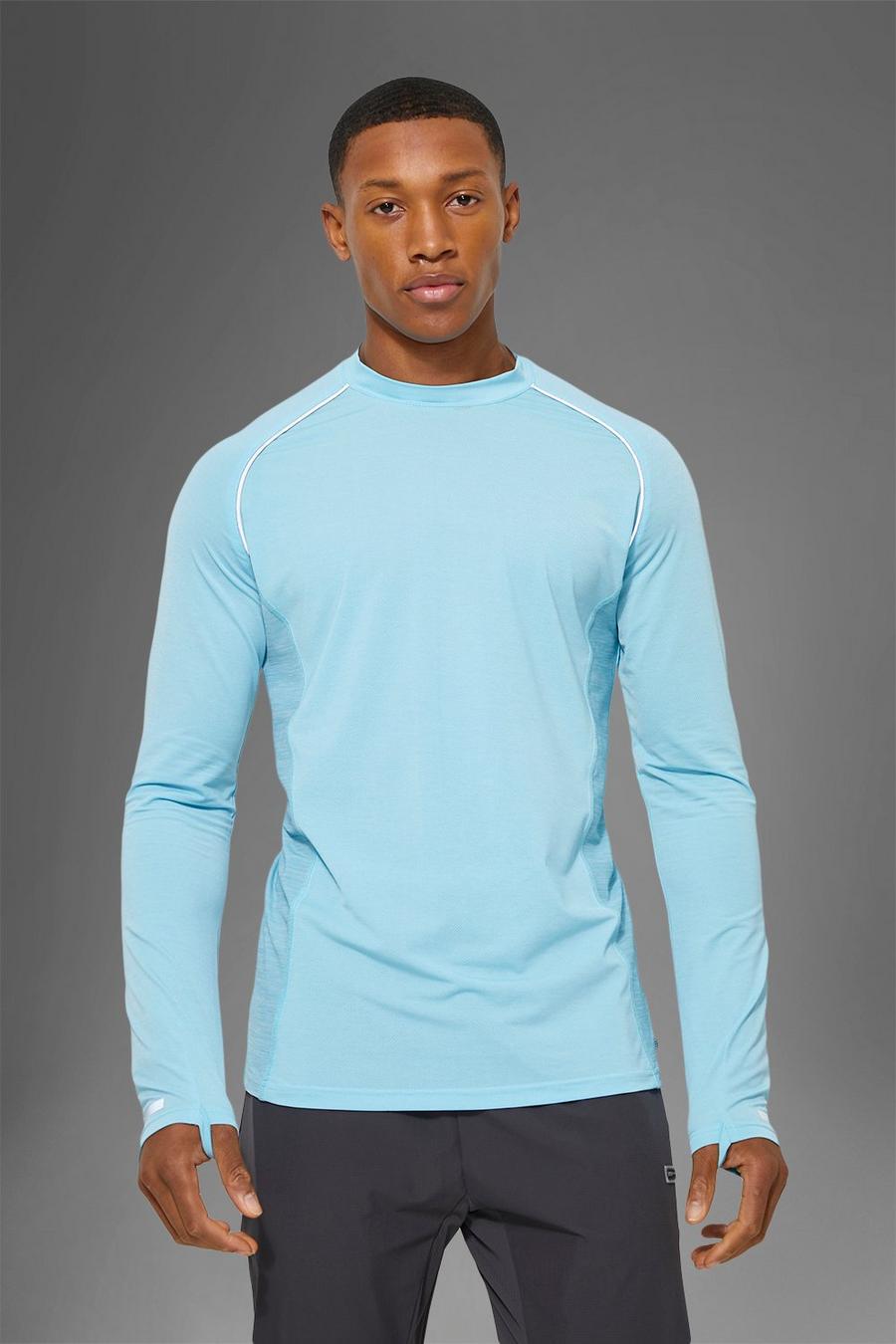 Man Active Fitness Long Sleeve Top aus leichtem Gewebe, Taubenblau image number 1