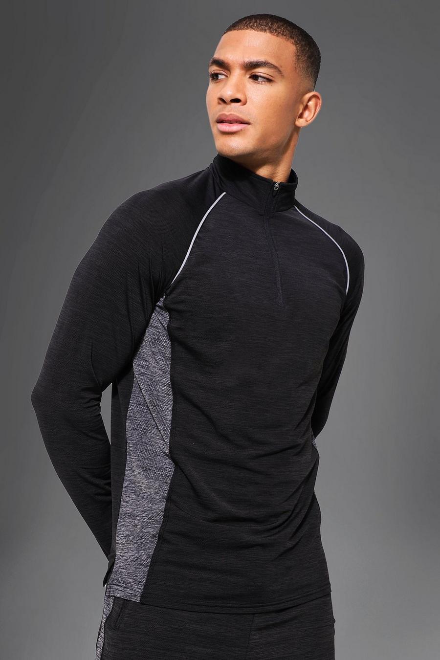 Black Man Active Gym Lightweight 1/2 Zip Top image number 1