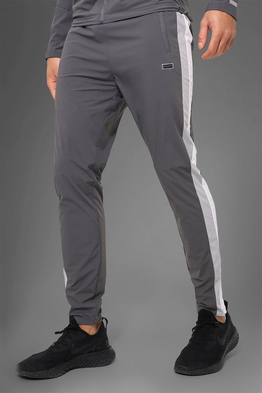 Charcoal Man Active Gym Double Stripe Nylon Jogger image number 1