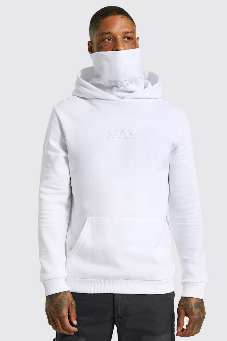 Ecru Official Man Embroidered Snood Hoodie image number 1