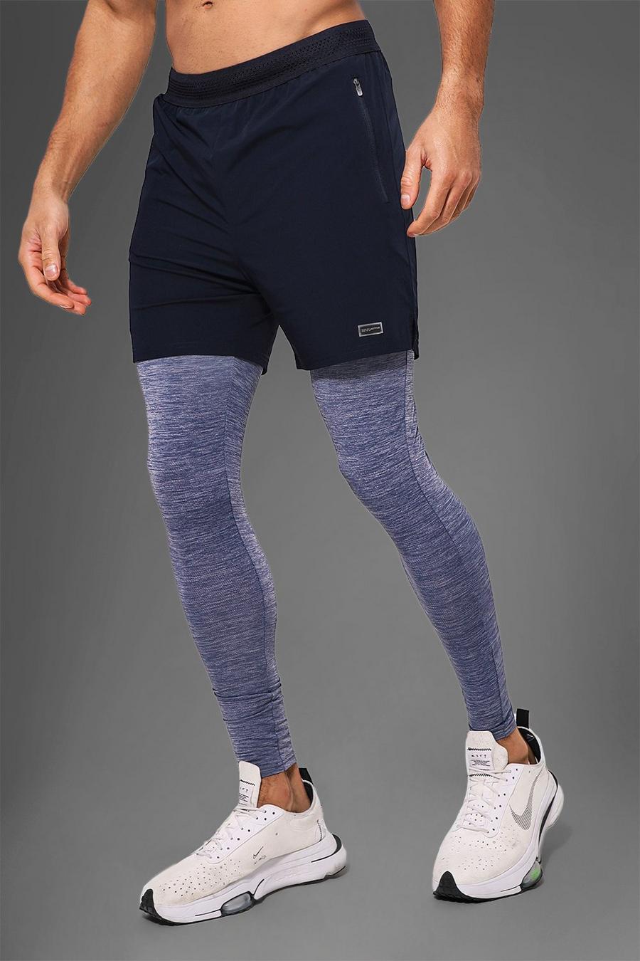 Active Fitness Leichte 2-in-1-Leggings in Kontrastfarben, Marineblau image number 1
