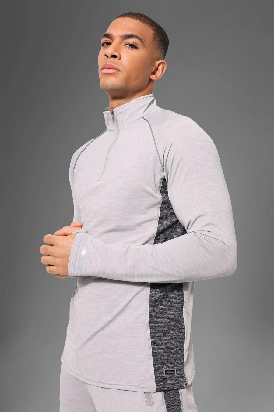Man Active Fitness Oberteil aus leichtem Gewebe mit 1/2-Reißverschluss, Grau grey