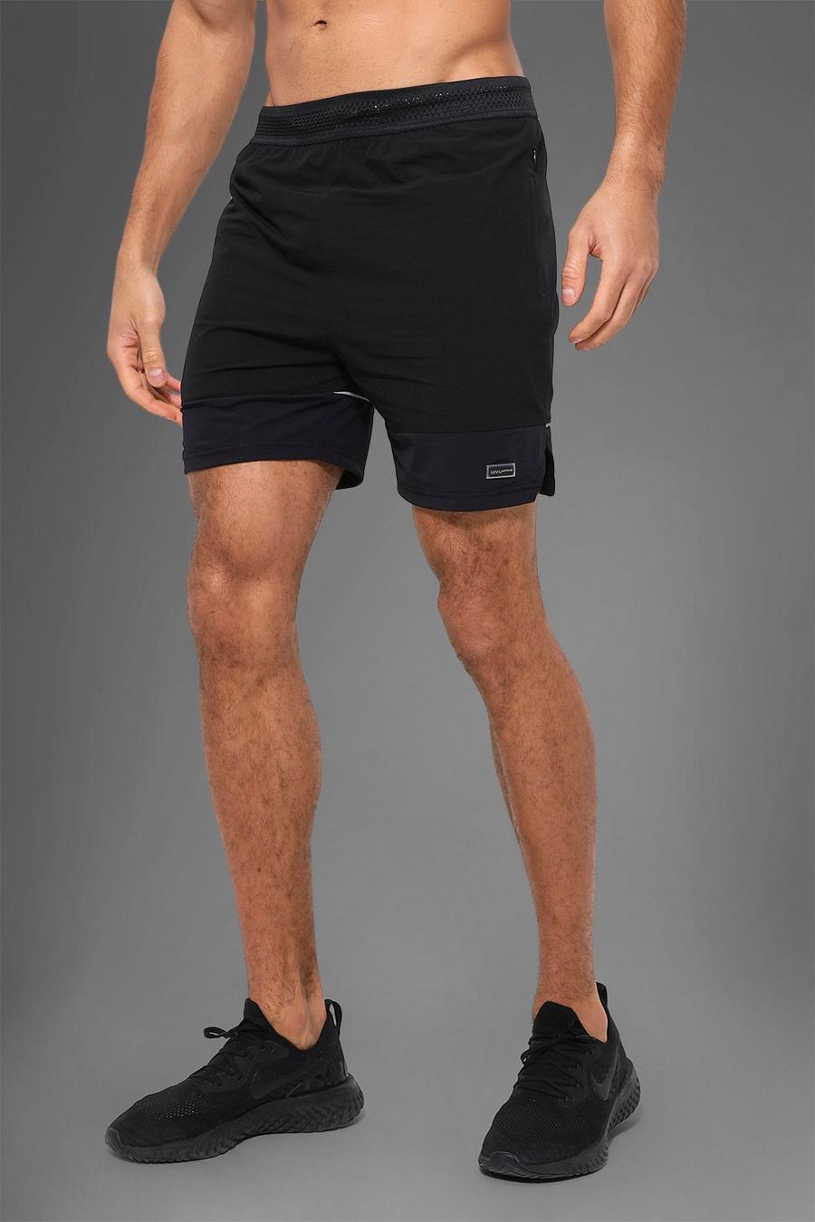 Pantalón corto MAN Active deportivo de nailon resistente, Black negro