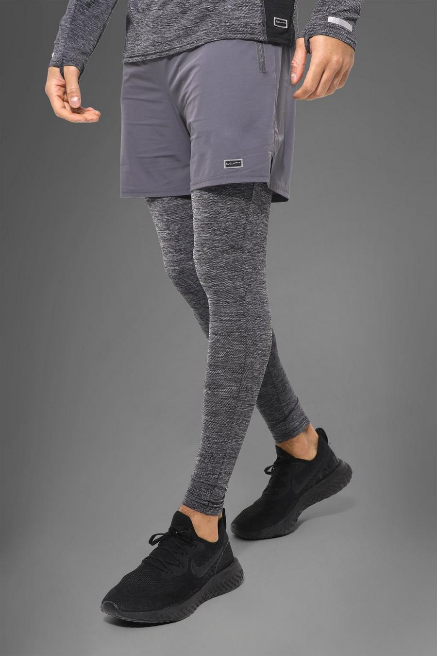 Charcoal grey Man Active Dunne 2-In-1 Fitness Leggings image number 1