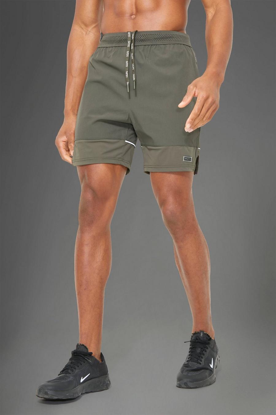 Khaki Man Active Gym Nylon Performance Shorts image number 1