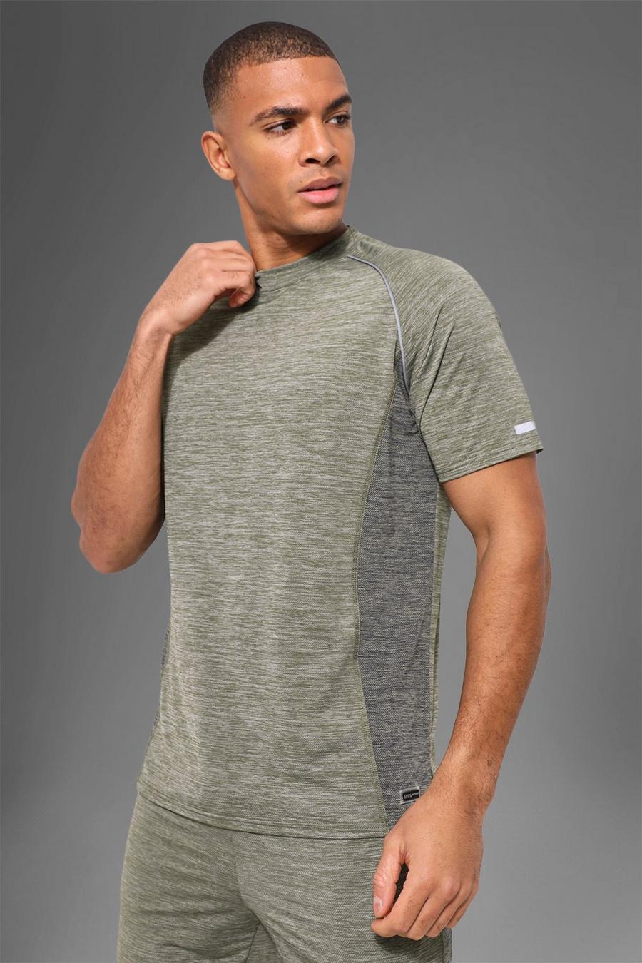 Man Active Fitness Performance T-Shirt aus leichtem Gewebe, Khaki khakifarben