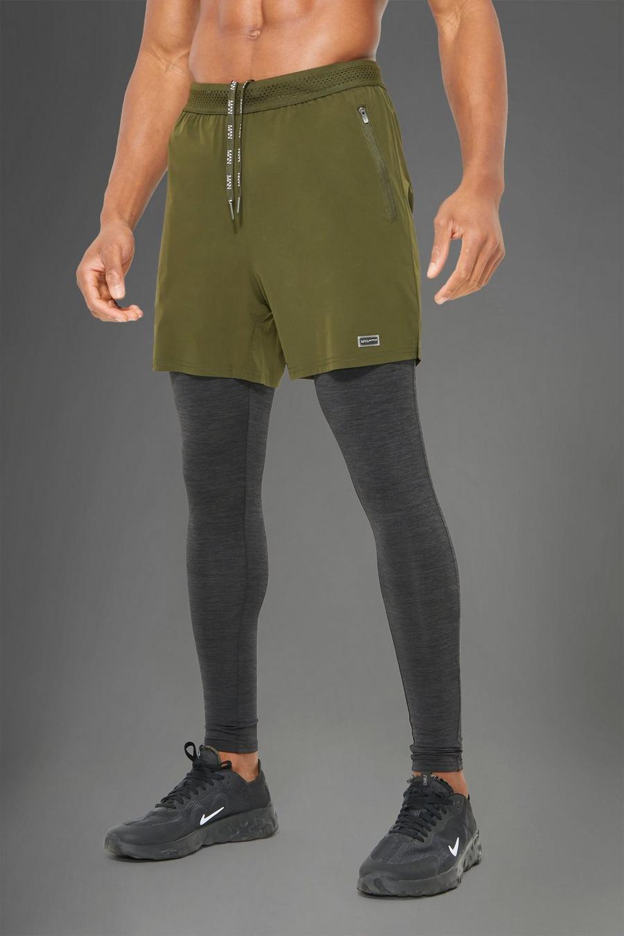 Short et legging de sport léger 2 en 1 - MAN Active, Khaki image number 1