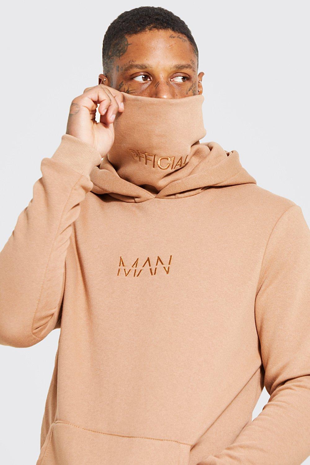 Official Man Embroidered Snood Hoodie