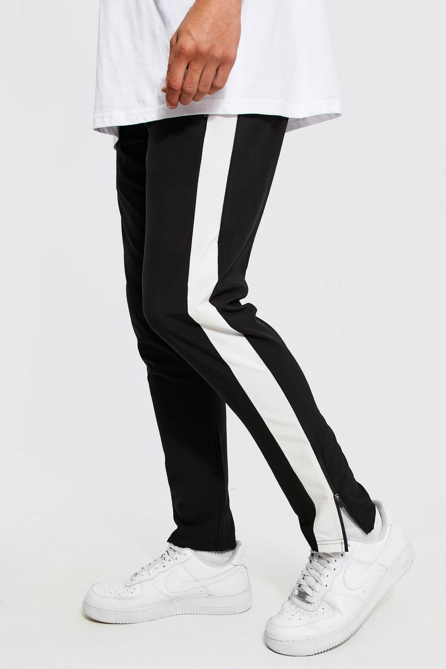 Black Skinny Stretch Side Stripe Technical Trouser image number 1