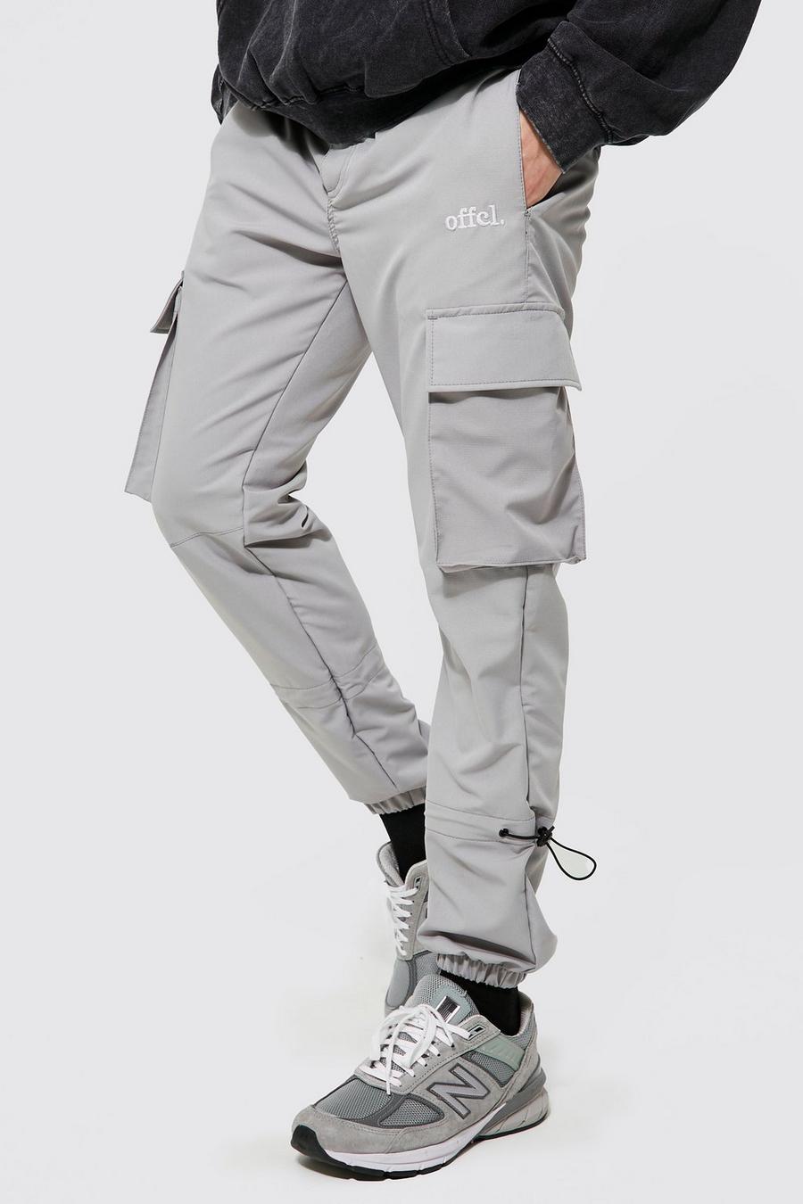 Grey Belt Front Crinkle Shell Cargo Trouser image number 1
