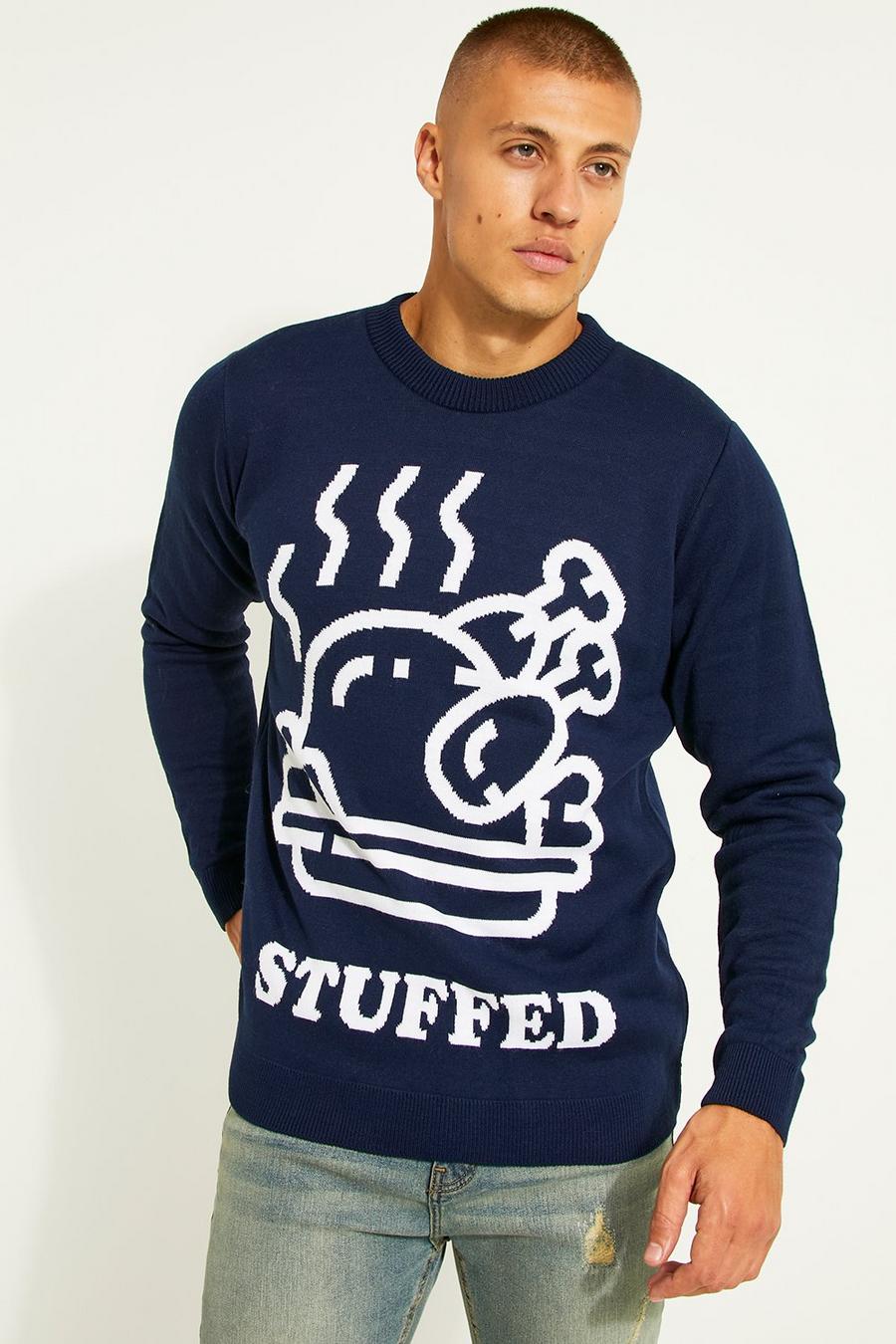 נייבי azul marino סוודר חג המולד עם כיתוב Stuffed