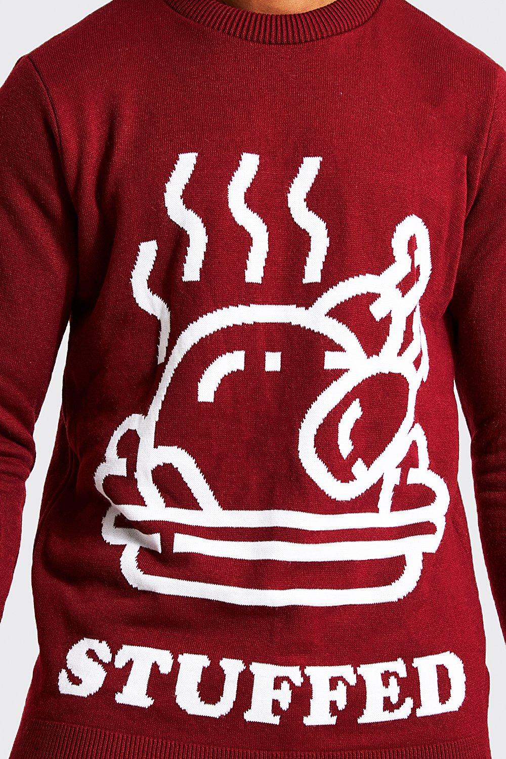 Stuffed Slogan Christmas Jumper boohoo UK