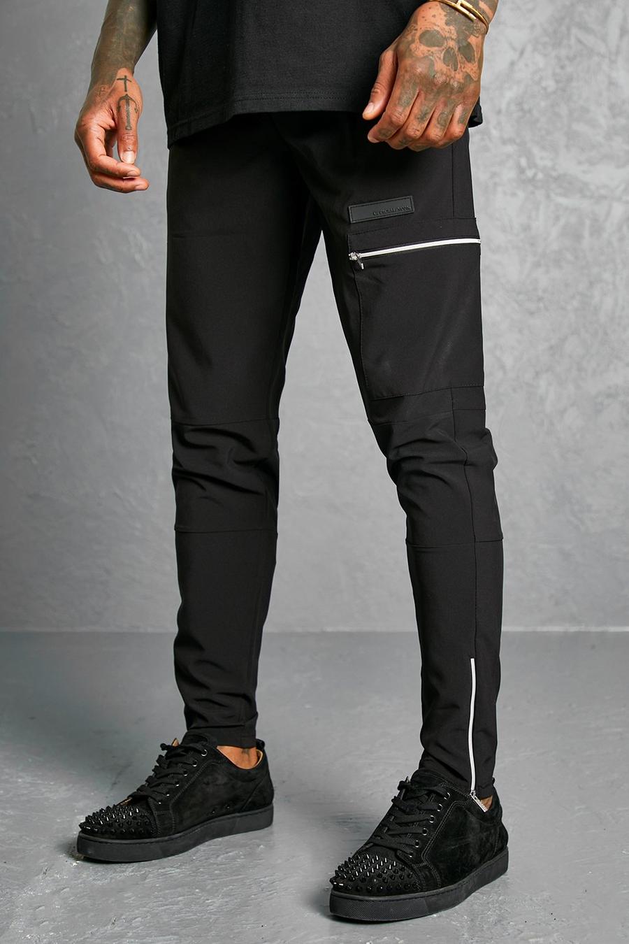 Slim Stretch Trouser With Zip Details | boohoo