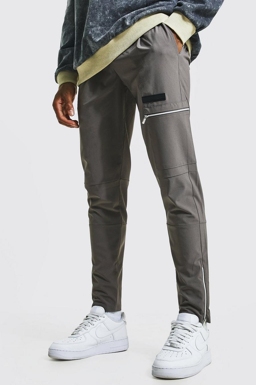Pantaloni Slim Fit Stretch con zip, Dark grey image number 1