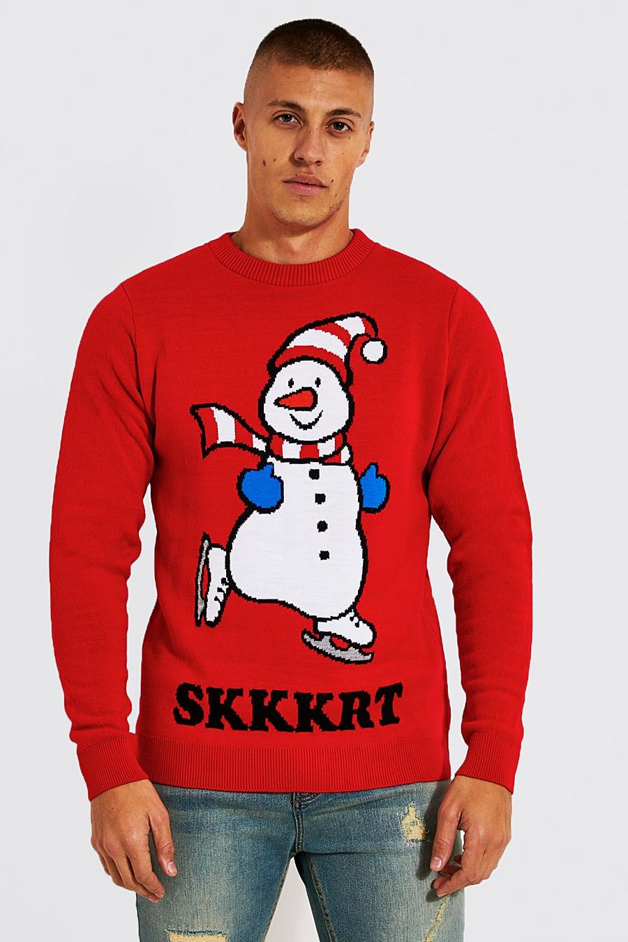 Red Snowman Christmas Jumper image number 1