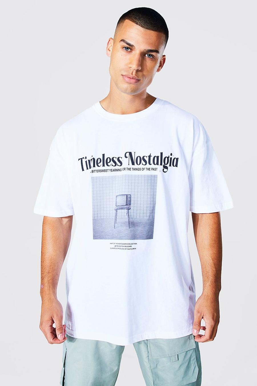 White Oversized Timeless Nostalgia T-shirt image number 1