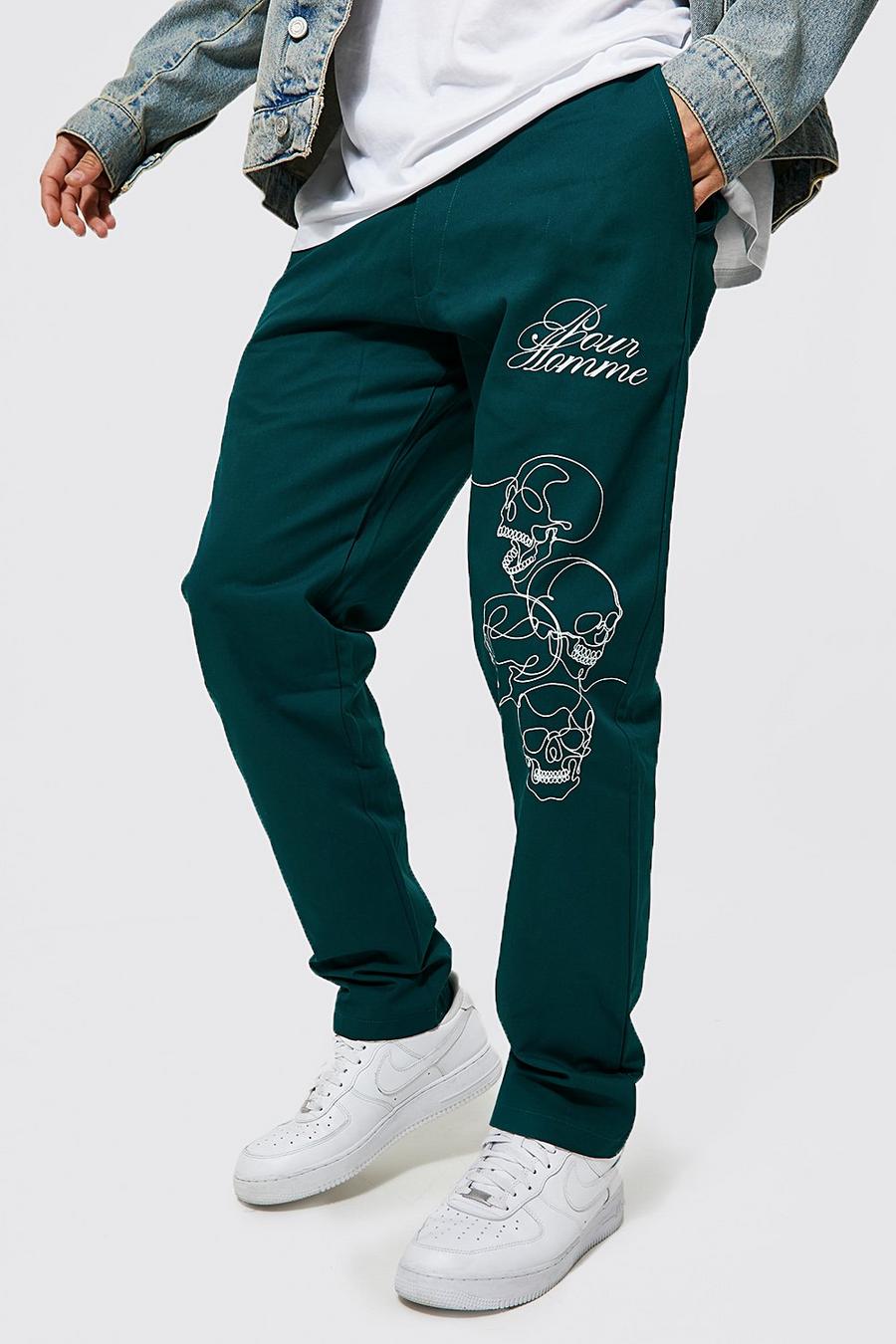 Forest Straight Leg Chino Trouser With Skull Print image number 1