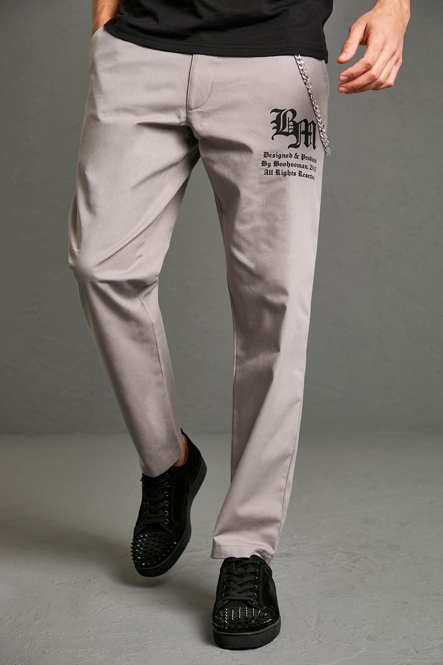 Slate Regular Fit Chino Trouser With Chain image number 1
