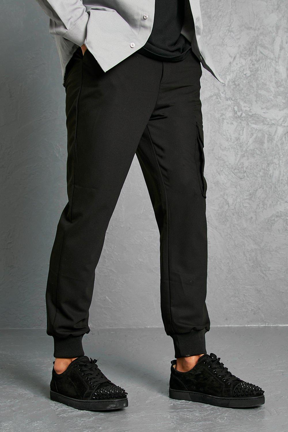 black tapered cargo pants