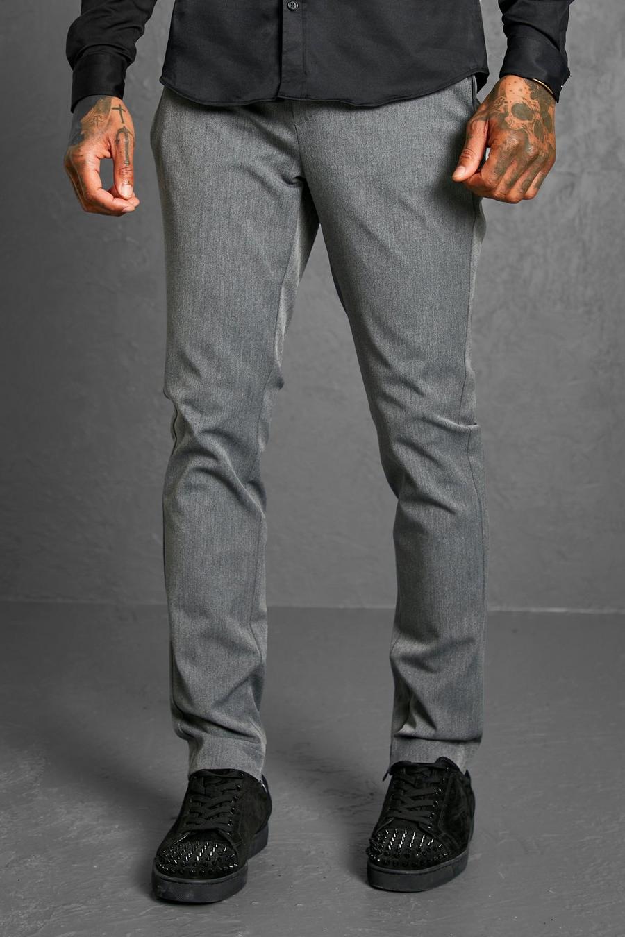 Dark grey Slim Zip Hem 4 Way Stretch Tailored Trouser image number 1