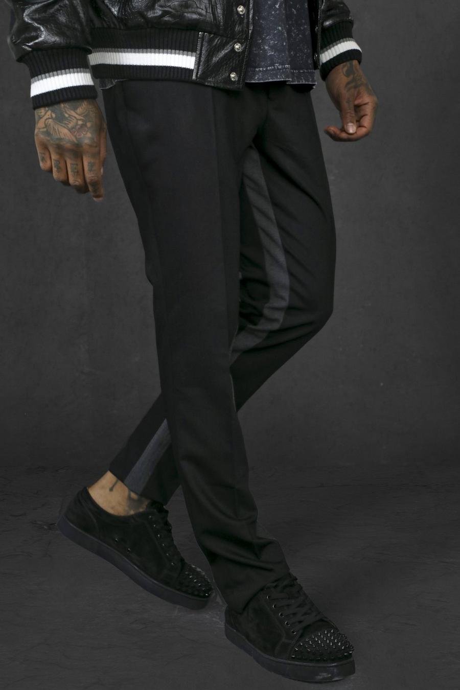 Black Skinny 4 Way Stretch Panel Tailored Trouser image number 1