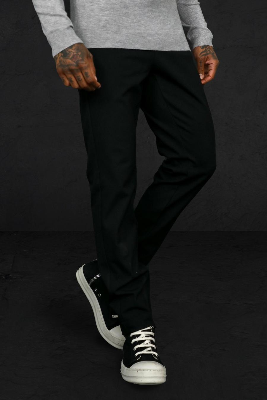 Black Slim Zip Hem 4 Way Stretch Tailored Trouser image number 1