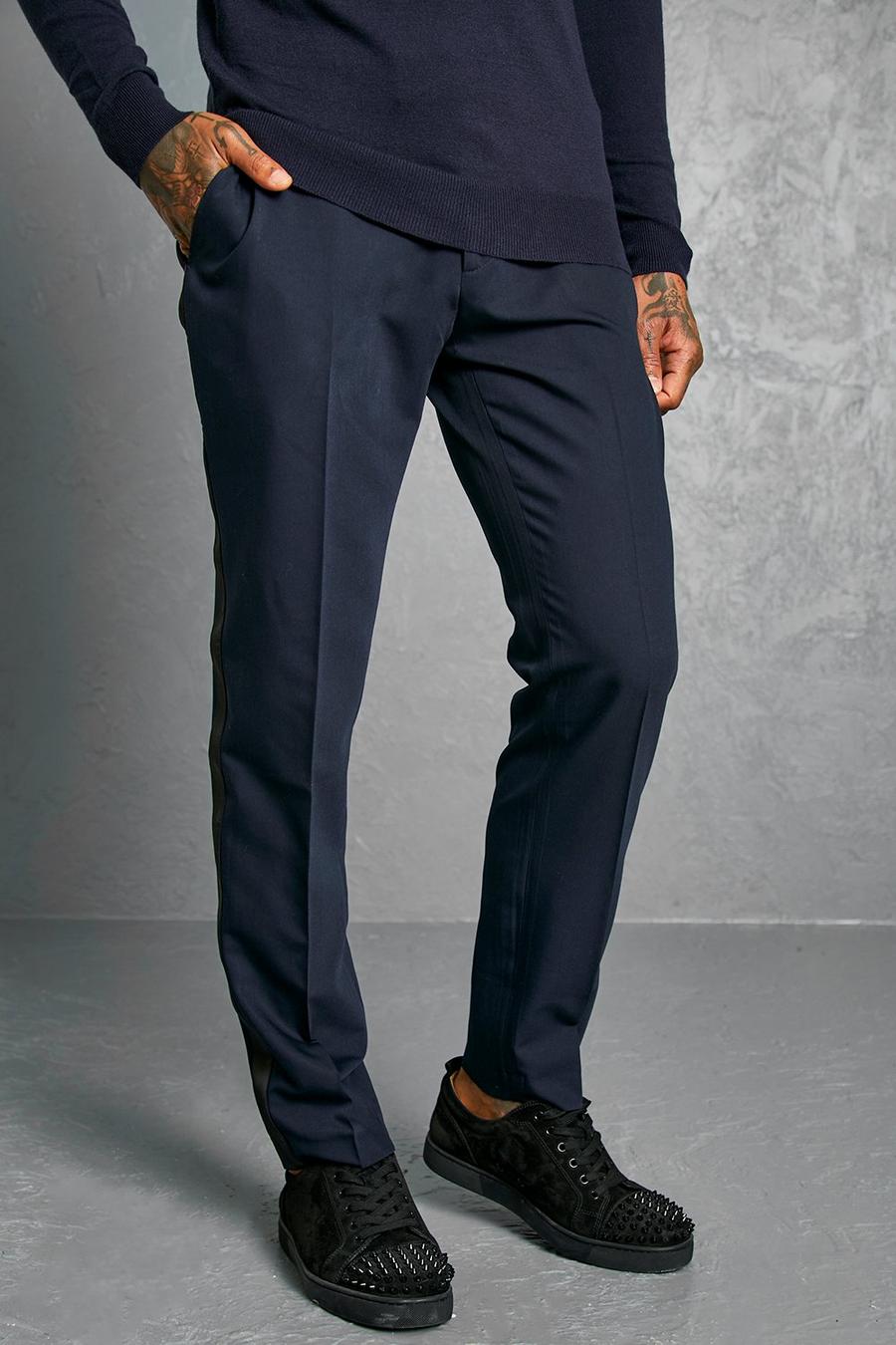 Dark navy Slim Satin Fixed Waistband Tailored Trouser image number 1