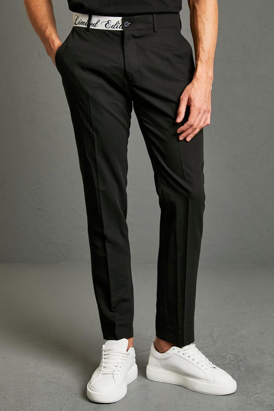 Black Skinny Tape Waistband Tailored Trouser image number 1