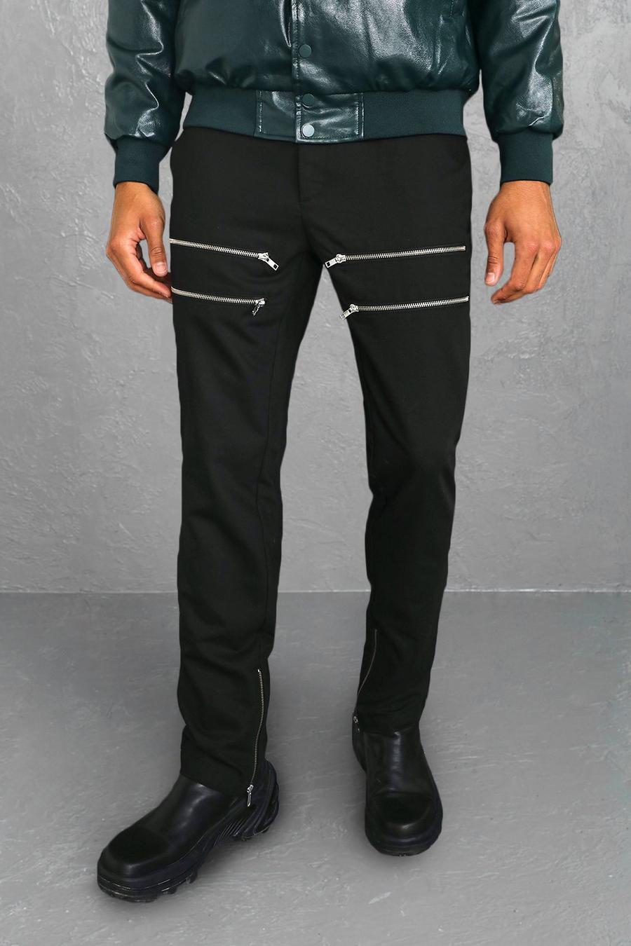 Skinny Hose mit Reißverschluss-Detail, Black image number 1