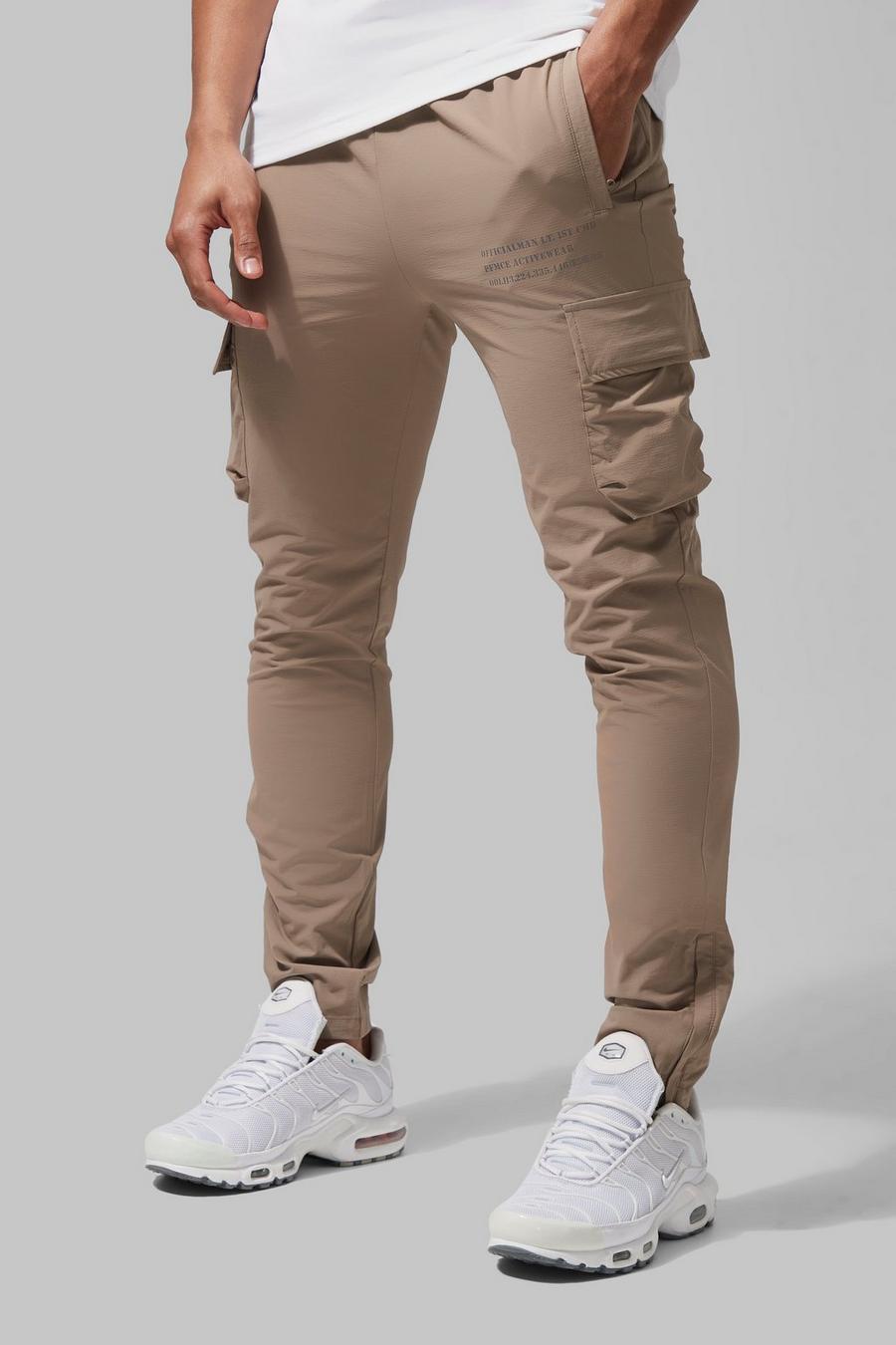 Beige Man Active Gym Technical Cargo Sweatpant image number 1
