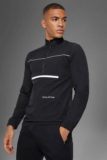 Man Active Gym Nylon Funnel Neck Windbreaker black