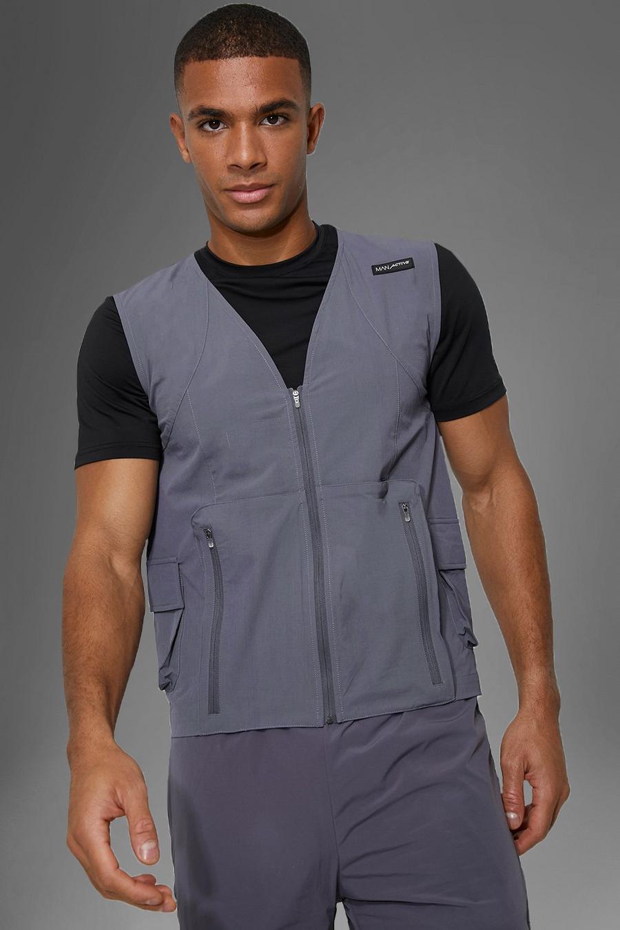 Charcoal Man Active Gym Technical Utility Body Warmer image number 1