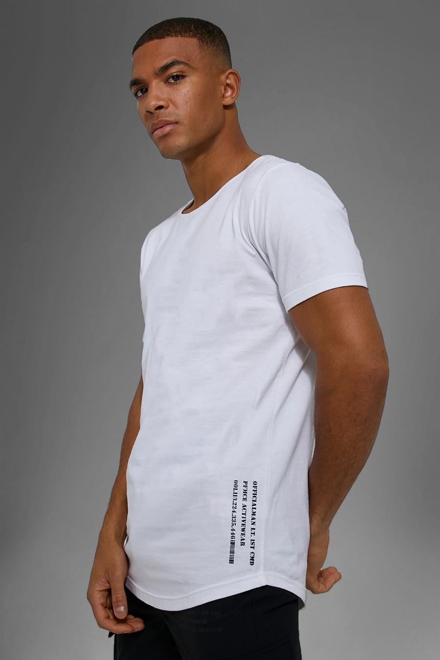 T-shirt de sport long à bordure incurvée - MAN Active, White image number 1