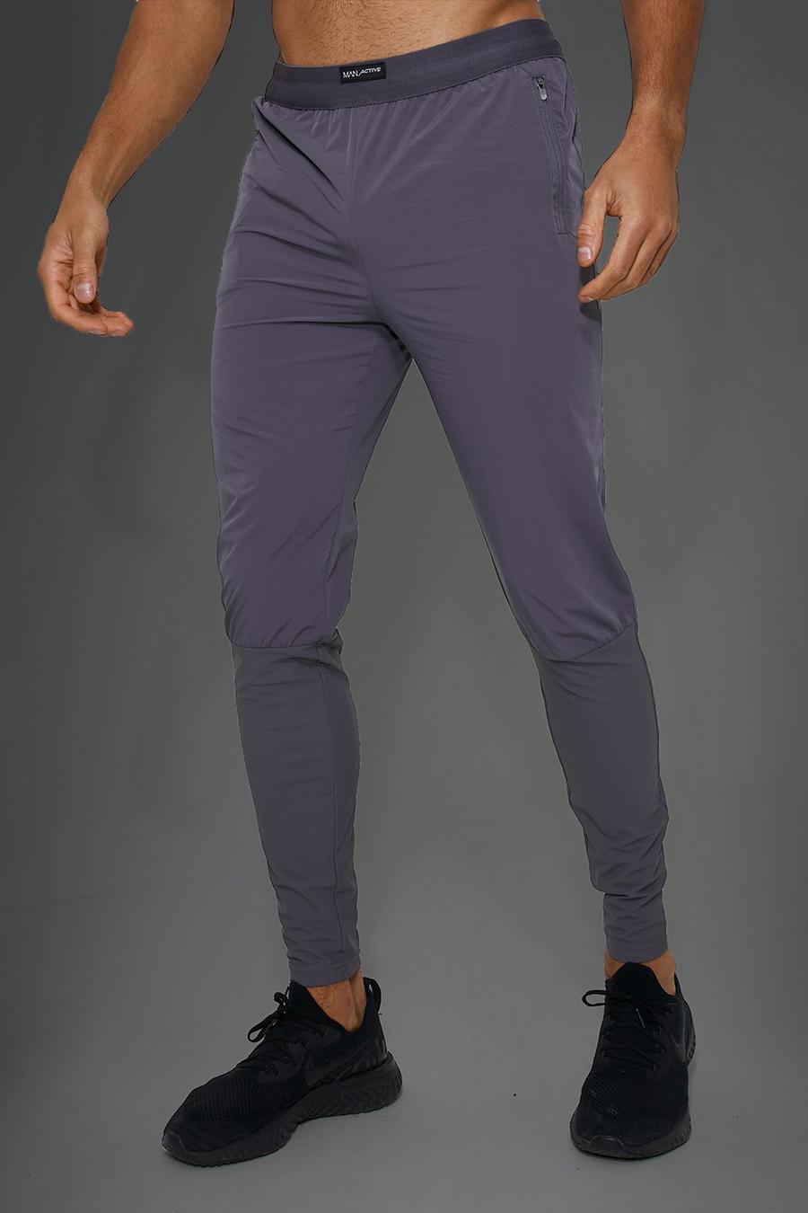 פחם grigio מכנסי ריצה ספורטיביים עם טייץ לחדר הכושר עם כיתוב Man image number 1