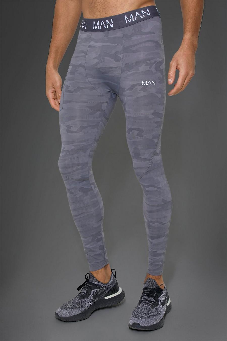 Charcoal Man Active Gym Performance Camo Legging image number 1