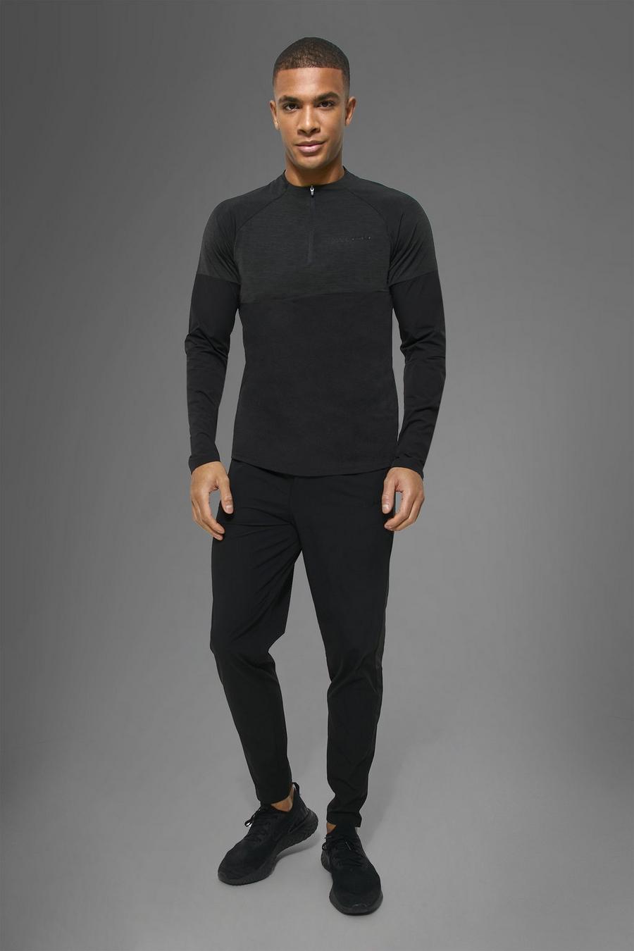 Man Active Gym Performance Trainingsanzug mit Reißverschluss, Black