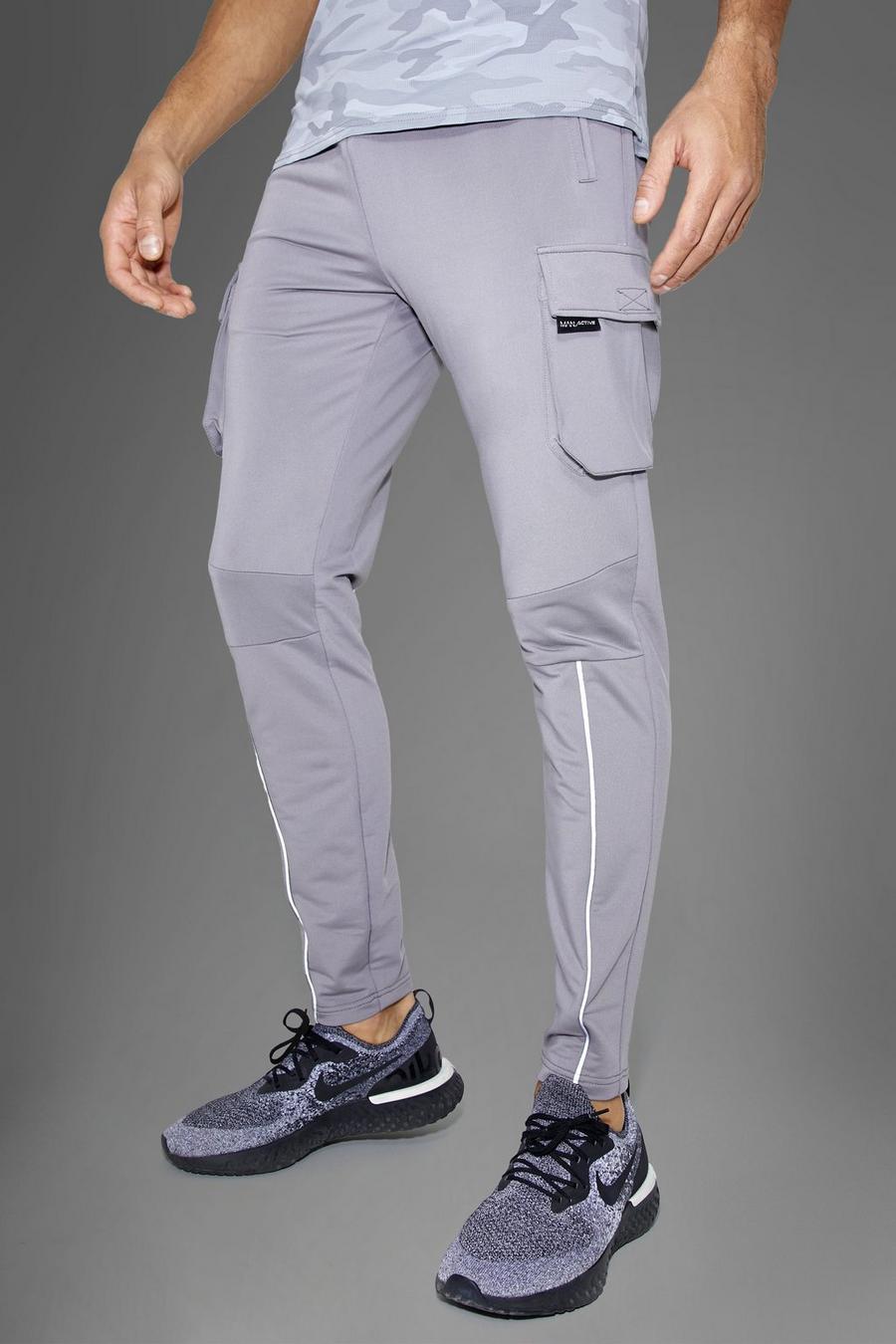 אפור gris מכנסי טרנינג דגמ'ח ספורטיביים לחדר הכושר עם כיתוב Man